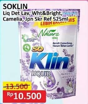 Promo Harga So Klin Liquid Detergent Provence Lavender, White Bright, Korean Camellia Apple, Korean Camelia, Japanese Sakura Strawberry 525 ml - Alfamart