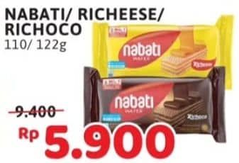 Promo Harga Nabati Wafer Richoco, Richeese 127 gr - Alfamidi