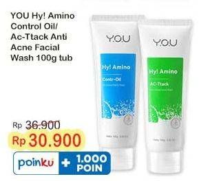 Promo Harga YOU Hy! Amino Facial Wash Anti-acne, Oil Control 100 gr - Indomaret