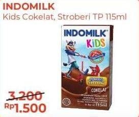 Promo Harga INDOMILK Susu UHT Kids Cokelat, Stroberi 115 ml - Alfamart