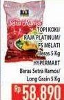 Promo Harga Topi Koki Beras/ Hypermart Beras Setra Ramos, Long Grain/ Raja Platinum / FS Melati Beras 5kg  - Hypermart