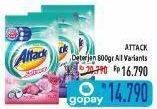 Promo Harga ATTACK Detergent Powder Plus Softener, Violet Perfume 800 gr - Hypermart