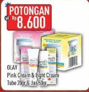 Promo Harga OLAY Natural White Pink Cream & Light Cream Tube 20 g & Jar 50 g  - Hypermart