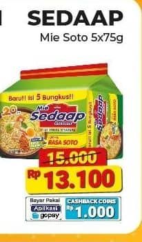 Promo Harga Sedaap Mie Kuah Soto per 5 pcs 75 gr - Alfamart