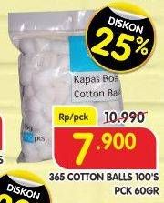 Promo Harga 365 Cotton Ball 60 gr - Superindo