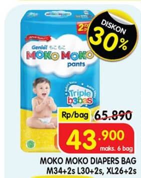 Promo Harga Genki Moko Moko Pants M34+2, L30+2, XL26+2 28 pcs - Superindo