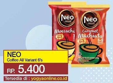 Promo Harga Neo Coffee 3 in 1 Instant Coffee All Variants 6 sachet - Yogya