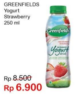Promo Harga GREENFIELDS Yogurt Drink Strawberry 250 ml - Indomaret
