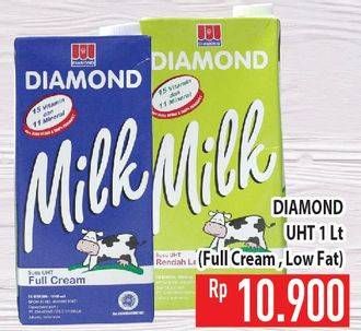 Promo Harga DIAMOND Milk UHT Full Cream, Low Fat 1 ltr - Hypermart