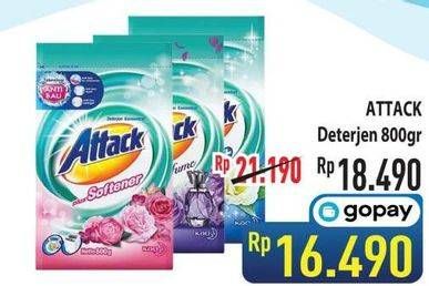 Promo Harga ATTACK Detergent Powder Plus Softener, Violet Perfume 800 gr - Hypermart