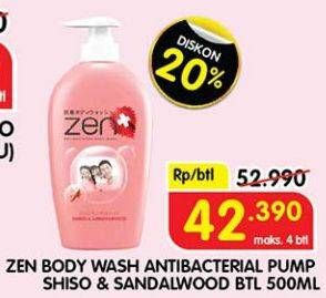 Promo Harga ZEN Anti Bacterial Body Wash Shiso Sandalwood 500 ml - Superindo