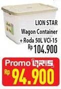 Promo Harga LION STAR Wagon Container + Roda VCH-15 50 ltr - Hypermart