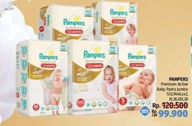 Promo Harga Pampers Premium Care Active Baby Pants S32, L42, XL36, M46, XXL28 28 pcs - LotteMart