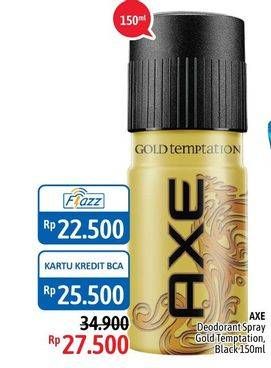 Promo Harga AXE Deo Spray Gold Temptation, Black 150 ml - Alfamidi