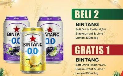 Promo Harga BINTANG Radler Zero Blackcurrant Lime, Lemon 330 ml - Indomaret