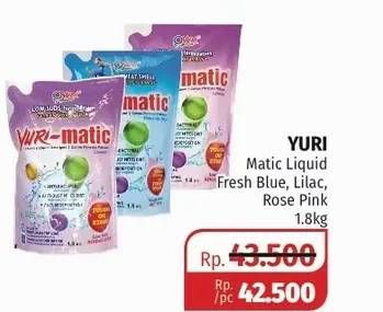 Promo Harga YURI MATIC Detergent Liquid Rose Pink, Lilac, Fresh Blue 1800 gr - Lotte Grosir