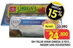 Promo Harga SIH Telur Omega 3, Negeri Less Kolesterol 10 pcs - Superindo