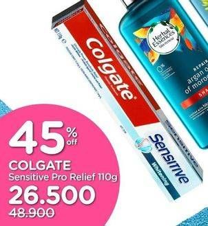Promo Harga COLGATE Toothpaste Sensitive Pro Relief 110 gr - Watsons