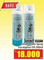 Promo Harga SECRET CLEAN  Eucalyptus Disinfectant Spray 200 ml - Hari Hari