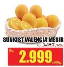 Promo Harga Jeruk Sunkist Valencia Egypt per 100 gr - Hari Hari