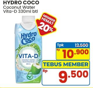 Promo Harga Hydro Coco Vita-D 330 ml - Indomaret