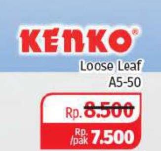 Promo Harga KENKO Loose Leaf A5 50 pcs - Lotte Grosir