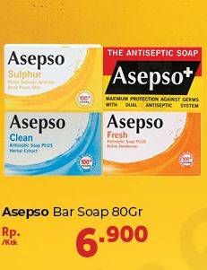 Promo Harga ASEPSO Antiseptic Bar Soap 80 gr - Carrefour