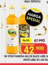 Promo Harga GK Syrup Markisa Asli Black Label, Markisa Asli White Label 630 ml - Superindo