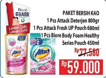 Attack Detergent Powder + Attack Fresh Up Softener + Biore Guard Body Foam