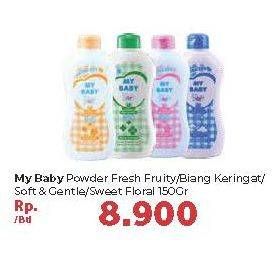 Promo Harga MY BABY Baby Powder Fresh Fruity, Soft Gentle, Sweet Floral, Biang Keringat 150 gr - Carrefour
