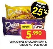 Promo Harga DUA KELINCI Deka Crepes Banana, Choco Nut 100 gr - Superindo