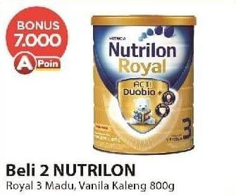 Promo Harga NUTRILON Royal 3 Susu Pertumbuhan Vanila, Madu 800 gr - Alfamart