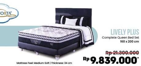 Comforta Lively Plus Complete Queen Bed Set  Diskon 53%, Harga Promo Rp9.839.000, Harga Normal Rp21.300.000, Mattress Feel Medium Soft
Thickness 34 cm