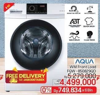 Promo Harga Aqua FQW-850829QD Mesin Cuci Front Load 8.5kg  - LotteMart