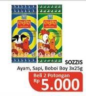 Promo Harga SO GOOD Sozzis Ayam, Sapi, Boboi Boy per 2 pouch 3 pcs - Alfamidi