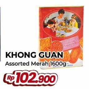 Promo Harga Khong Guan Assorted Biscuit Red 1600 gr - Yogya