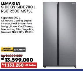 Promo Harga Samsung RS61R5001M9 | Refrigerator Side By Side  - COURTS