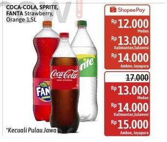 Coca Cola, Sprite, Fanta Strawberry, Orang 1.5L