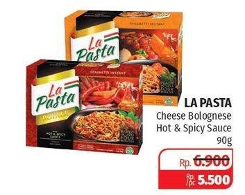 Promo Harga LA PASTA Royale Spaghetti Cheese Bolognese 102gr/Royale Hot&Spicy Sauce 90gr  - Lotte Grosir