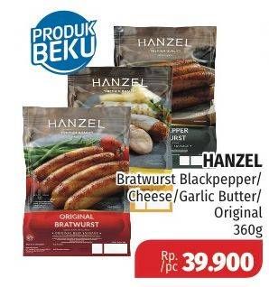 Promo Harga HANZEL Bratwurst Blackpepper, Cheese, Garlic Butter, Original 360 gr - Lotte Grosir