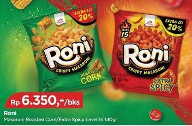 Promo Harga Roni Crispy Macaroni Extra Spicy, Roasted Corn 140 gr - TIP TOP