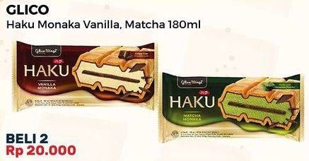 Promo Harga Glico Haku Vanilla Monaka, Matcha Monaka 180 ml - Alfamart