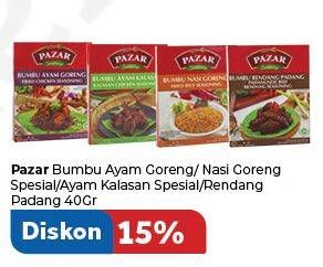 Promo Harga PAZAR Bumbu Masak Bumbu Ayam Goreng, Nasi Goreng Special, Ayam Kalasan, Rendang Padang 40 gr - Carrefour