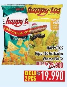 Promo Harga Happy Tos Tortilla Chips Hijau, Nacho Cheese 140 gr - Hypermart