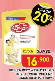 Promo Harga Lifebuoy Body Wash Total 10, Mild Care, Lemon Fresh 400 ml - Superindo