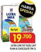 Promo Harga ULTRA MILK Susu UHT Chocolate, Plain 1000 ml - Superindo