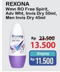 rexona women RO Free Spirit, Adv White, Invis Dry 50ml, men invis dry 45ml
