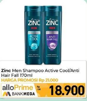 Promo Harga Zinc Shampoo Men Active Cool, Men Hair Fall 170 ml - Carrefour