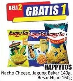 Promo Harga HAPPY TOS Tortilla Chips Nacho Cheese, Jagung Bakar/Roasted Corn, Hijau 140 gr - Hari Hari