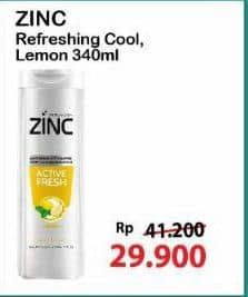Promo Harga Zinc Shampoo Active Fresh Lemon, Refreshing Cool 340 ml - Alfamart